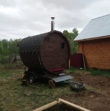 Монтаж бани-бочки №413 от 23.04.2021 в Томске